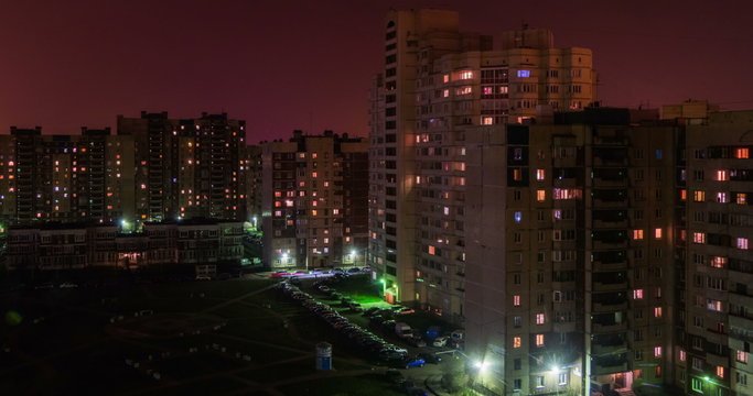 Saint Petersburg at night high angle view time lapse
