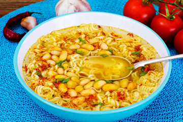 Tasty Bean Soup with Chinese Noodles