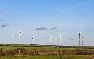 wind generators in scenic landscape