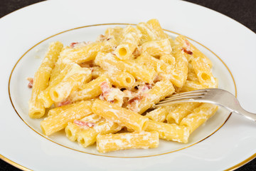 Pasta with Carbonara Sauce. Italian Cuisine