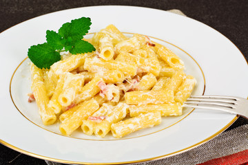 Pasta with Carbonara Sauce. Italian Cuisine