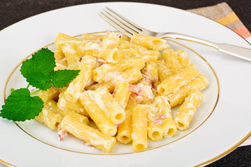 Pasta with Carbonara Sauce. Italian Cuisine
