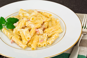 Pasta with Carbonara Sauce. Italian Cuisine