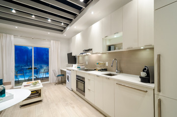 Modern kitchen in luxury house.