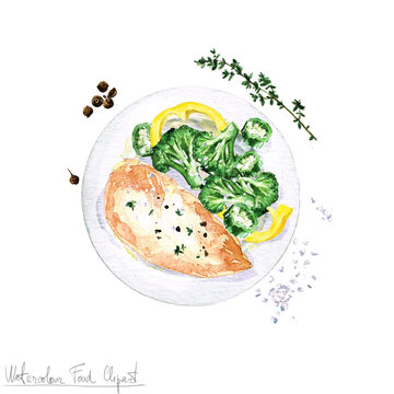 Watercolor Food Clipart - Chicken 