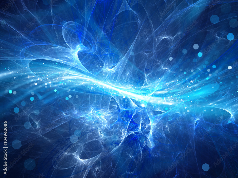Wall mural blue glowing high energy plasma field in space