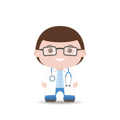 Health care man. Cheerful doctors. Flat illustration isolated white background.