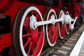 Wheel of old steam locomotive