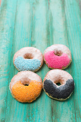 various baked donuts, sweet food