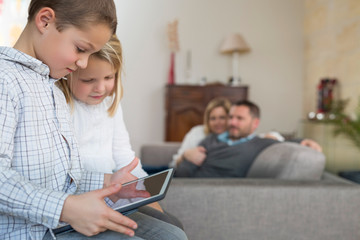 Family spending time together at home