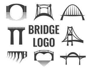 Vector set of bridge connection logo. logotype for business.