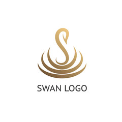 Unique concept. Geometric swan logo. Swan bird abstract vector logo design template. 