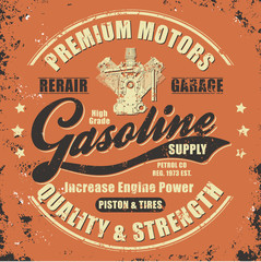 Vintage gasoline retro label