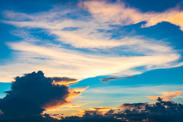 cloud and sky with sun beam light , amazing cloud photo of count