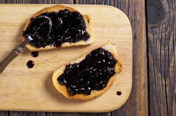 White bread with jam