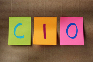 CIO (Chief Investment Officer or Chief Information Officer) acronym on colorful sticky notes