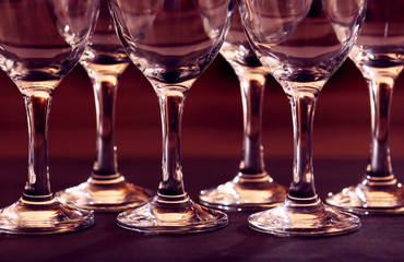 Empty wineglasses closeup