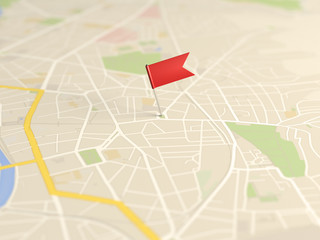 Locator flag on a city map © style67