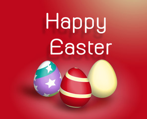 Colorful Easter eggs on grass background, Happy easter