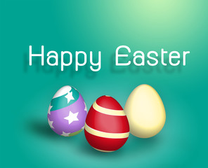 Colorful Easter eggs on grass background, Happy easter