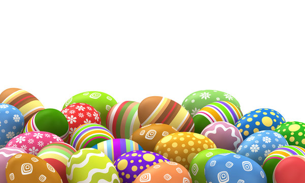 3d illustration. Easter eggs on a white background.