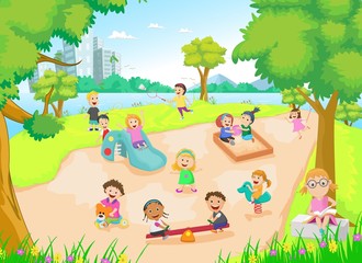Obraz na płótnie Canvas children playing in the playground