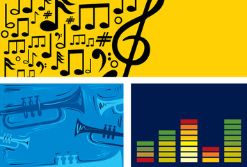 Banner Music Event, Jazz Festival, Notes, Trumpet (Vector Art)
