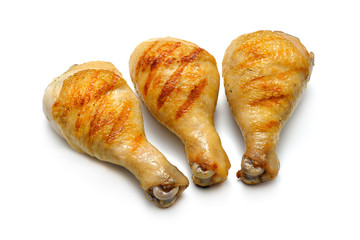Grilled chicken legs isolated on white background