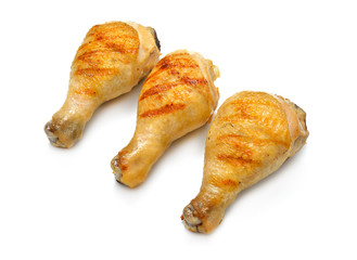 Grilled chicken legs isolated on white background
