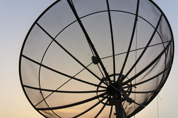 Satellite dish sky sunset communication technology network