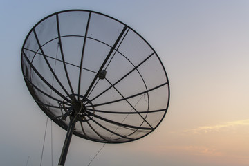 Satellite dish sky sunset communication technology network