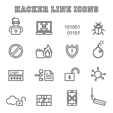 hacker line icons