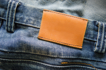 Close up of fashion jeans and lable tag.