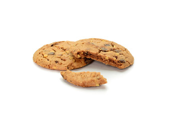 chocolate cookies on white background