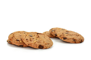 chocolate cookies on white background