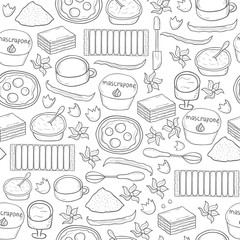 Seamless tiramisu ingredients background