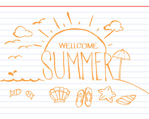 Summer icon doodle vector illustration