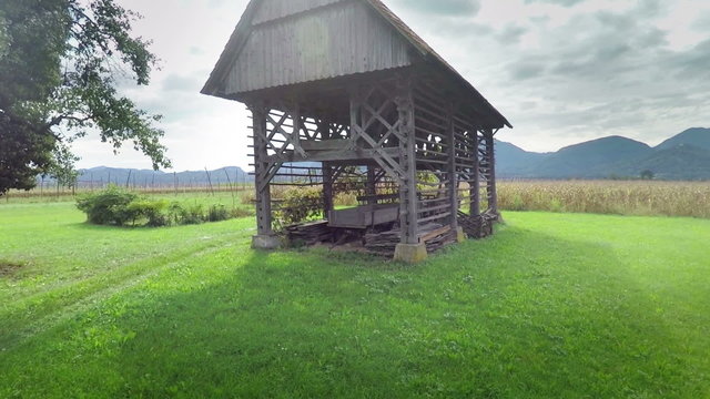 Hayrack in the middle of the summer fields