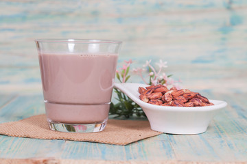 Tiger peanut in bowl on wood table