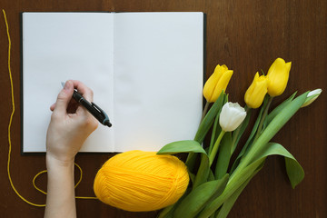 Hand writing in a book