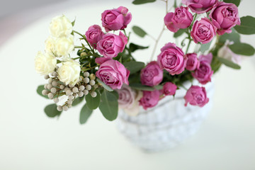 Bouquet of fresh roses closeup