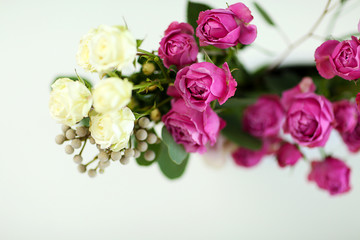 Bouquet of fresh roses closeup
