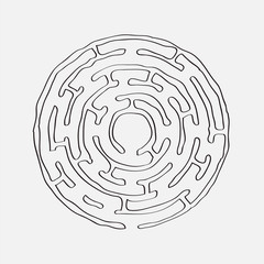 circular maze puzzle freehand drawn - 104980213