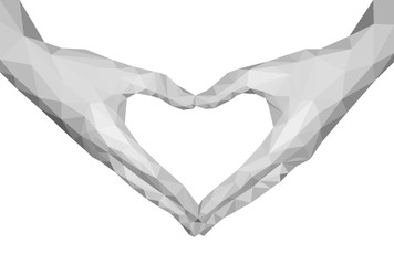 heart shaped polygonal hands empty monochrome