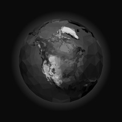 polygonal ball Earth america black and white