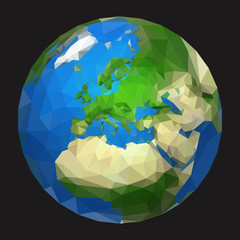 polygonal ball planet earth europe black