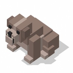 isometric rectangle design bulldog sitting