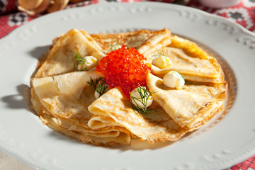 Pancakes with Red Caviar