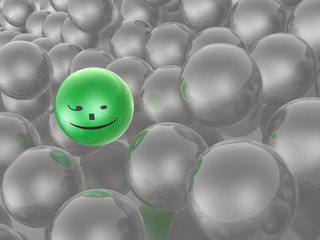 Green and grey spheres