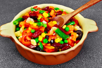 Mexican Mix of Vegetables. Tomatoes, Beans, Celery Root, Green B